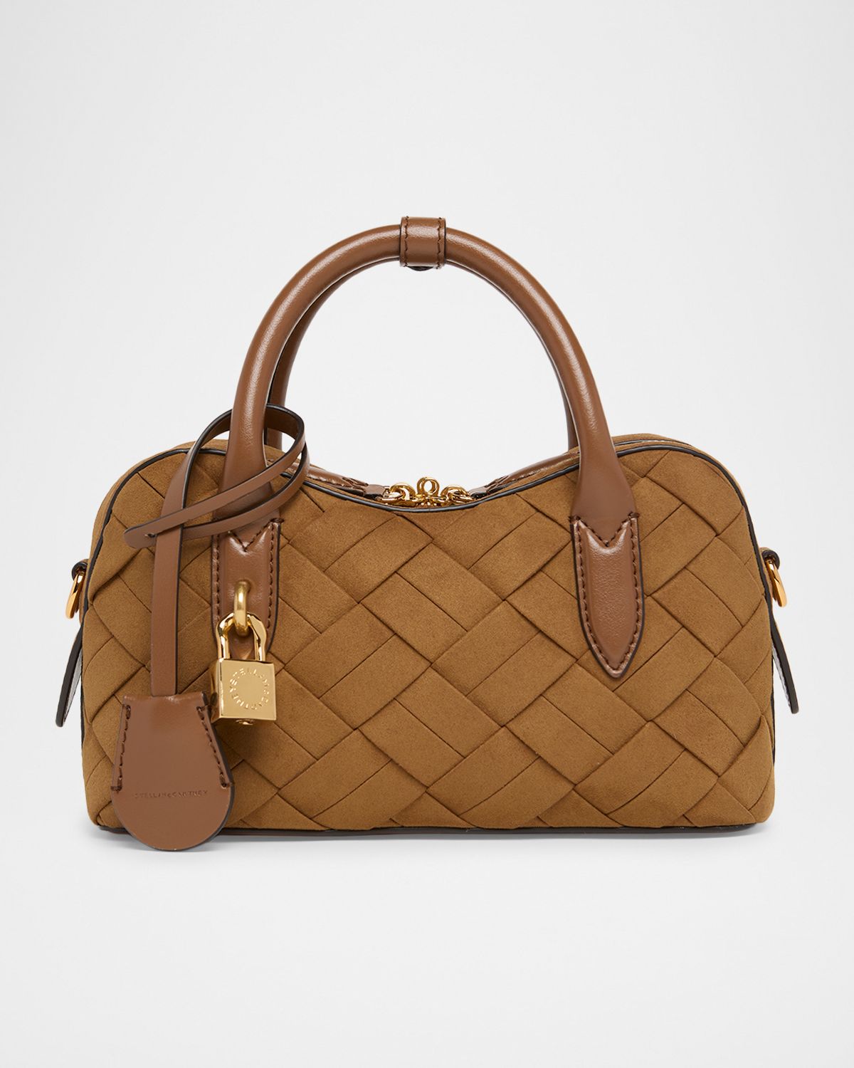 Stella McCartney Ryder Small Woven Faux Suede Top-Handle Bag