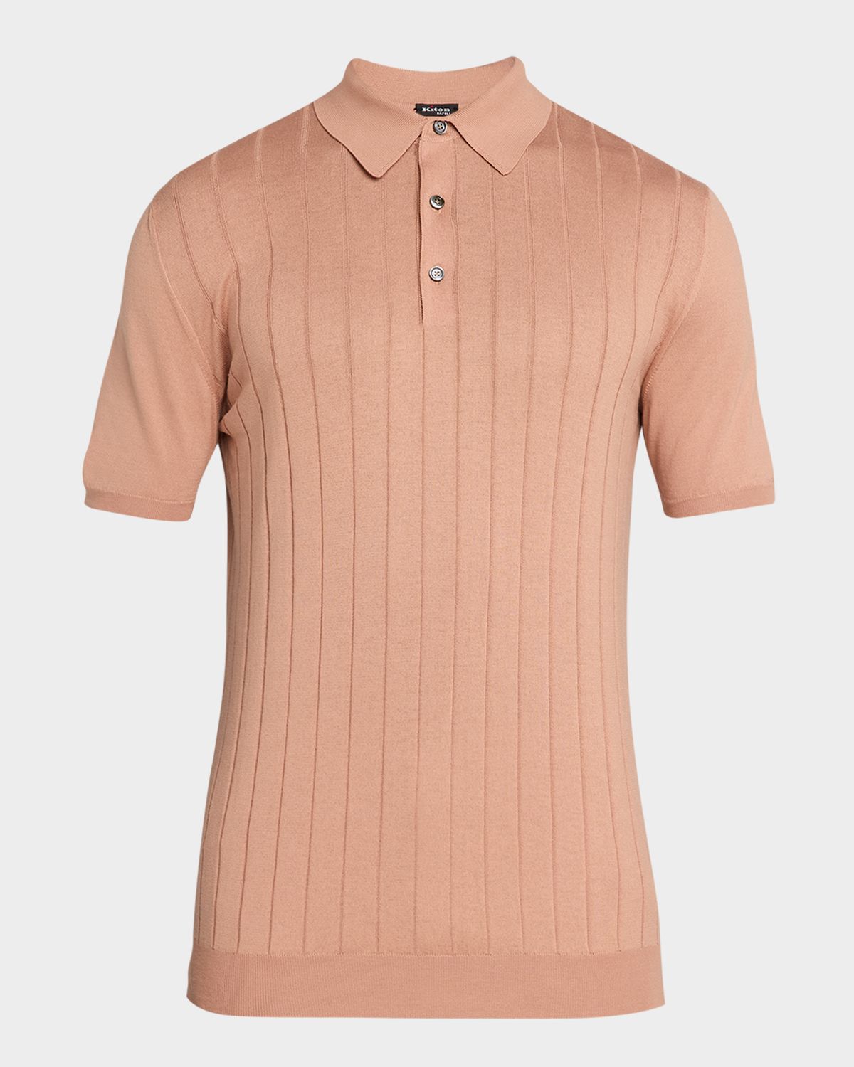 Kiton Men 's Wide Rib Sea Island Cotton Polo Sweater | Thumbnail 6