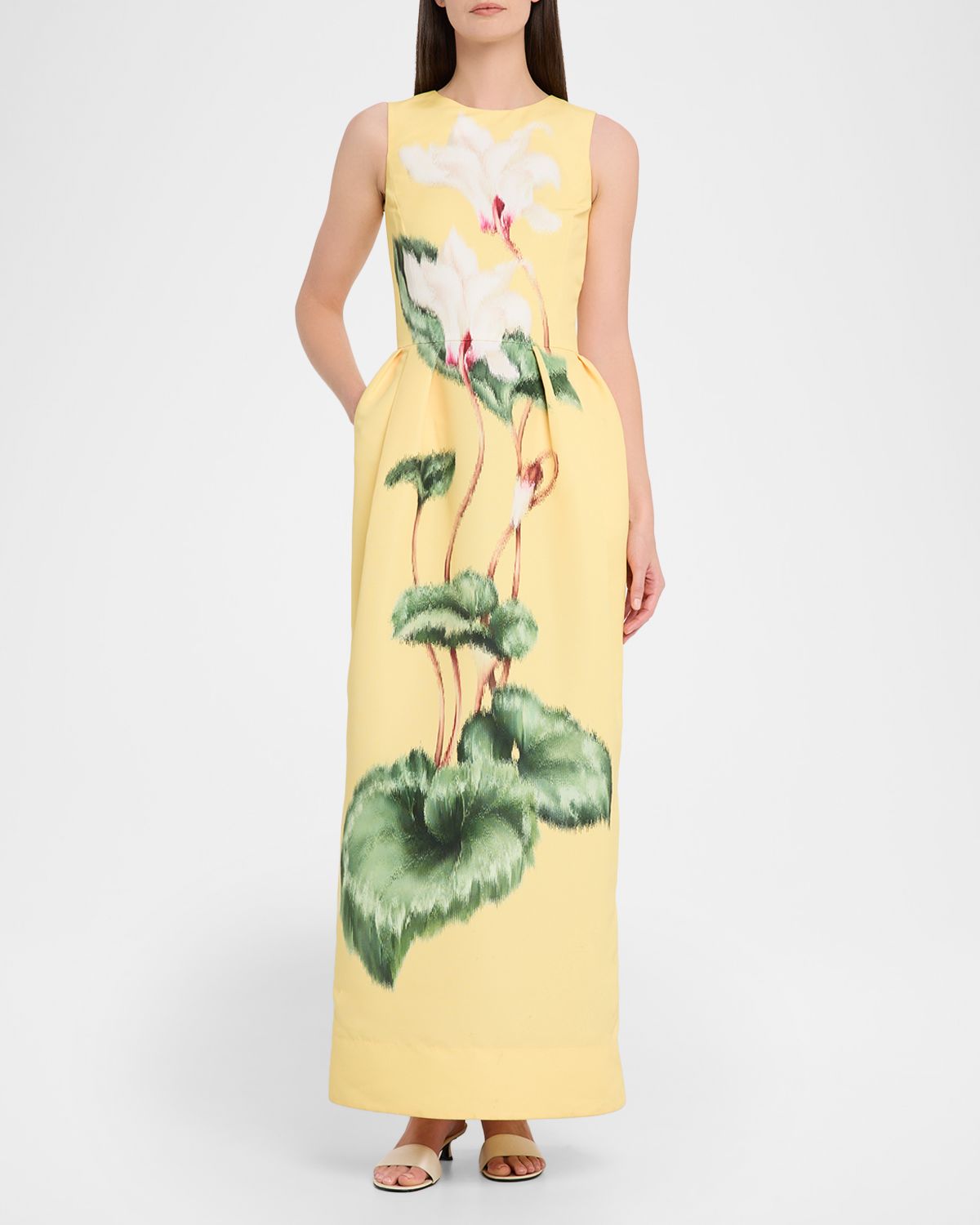 Oscar de la Renta Sleeveless Chine Cyclamen Maxi Dress