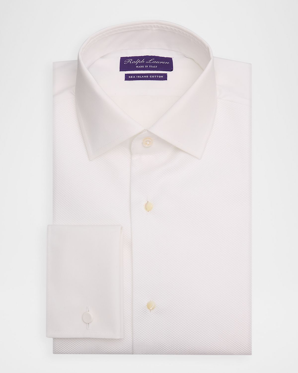 Ralph Lauren Purple Label Men 's Sea Island Cotton Textured French Cuff Dress Shirt
