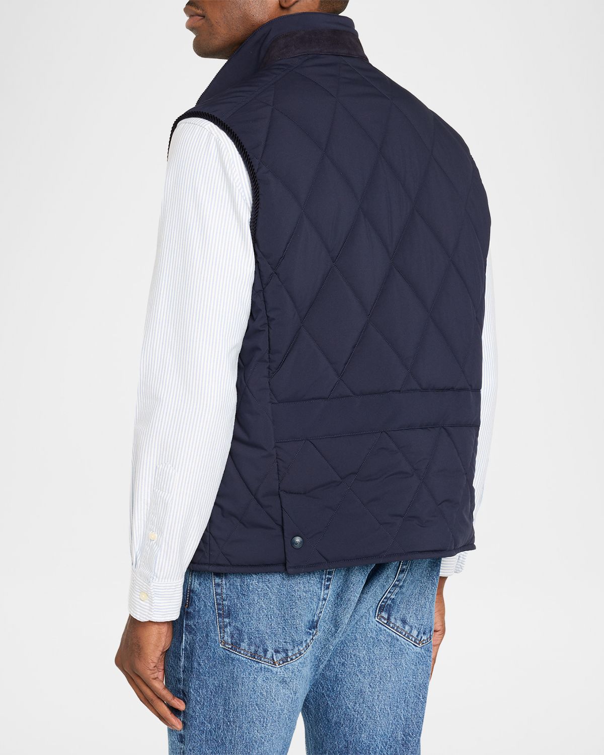 Ralph Lauren Purple Label Men 's Nylon Quilted Corduroy-Collar Vest | Thumbnail 3