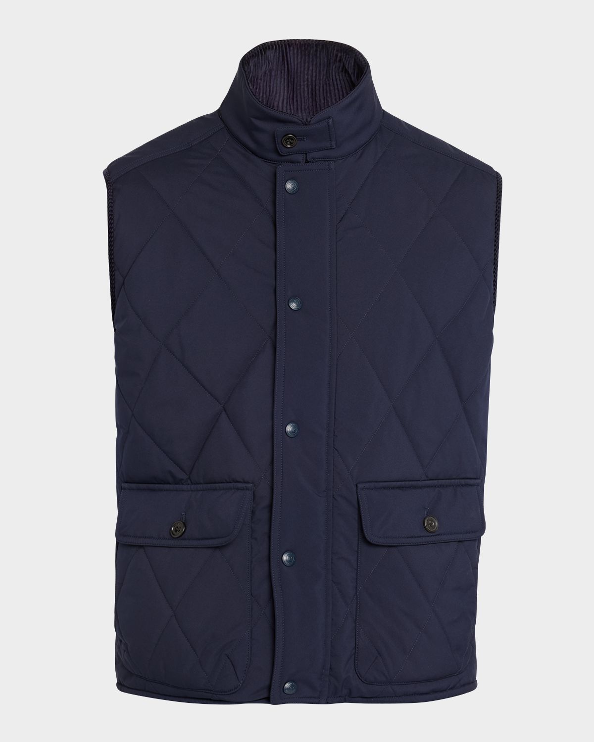 Ralph Lauren Purple Label Men 's Nylon Quilted Corduroy-Collar Vest