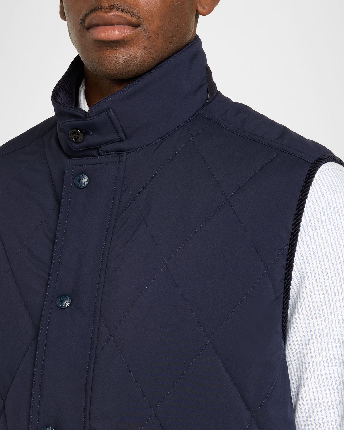 Ralph Lauren Purple Label Men 's Nylon Quilted Corduroy-Collar Vest | Thumbnail 5