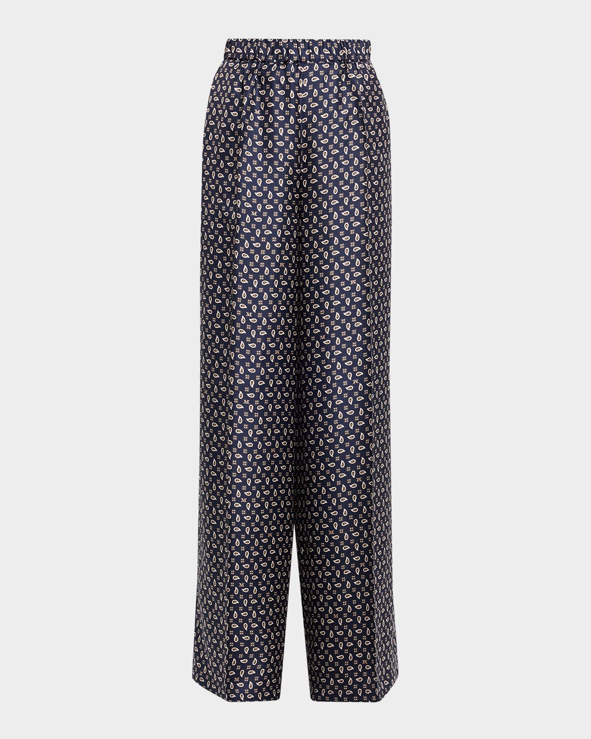 Max Mara Printed Wide-Leg Silk Trousers