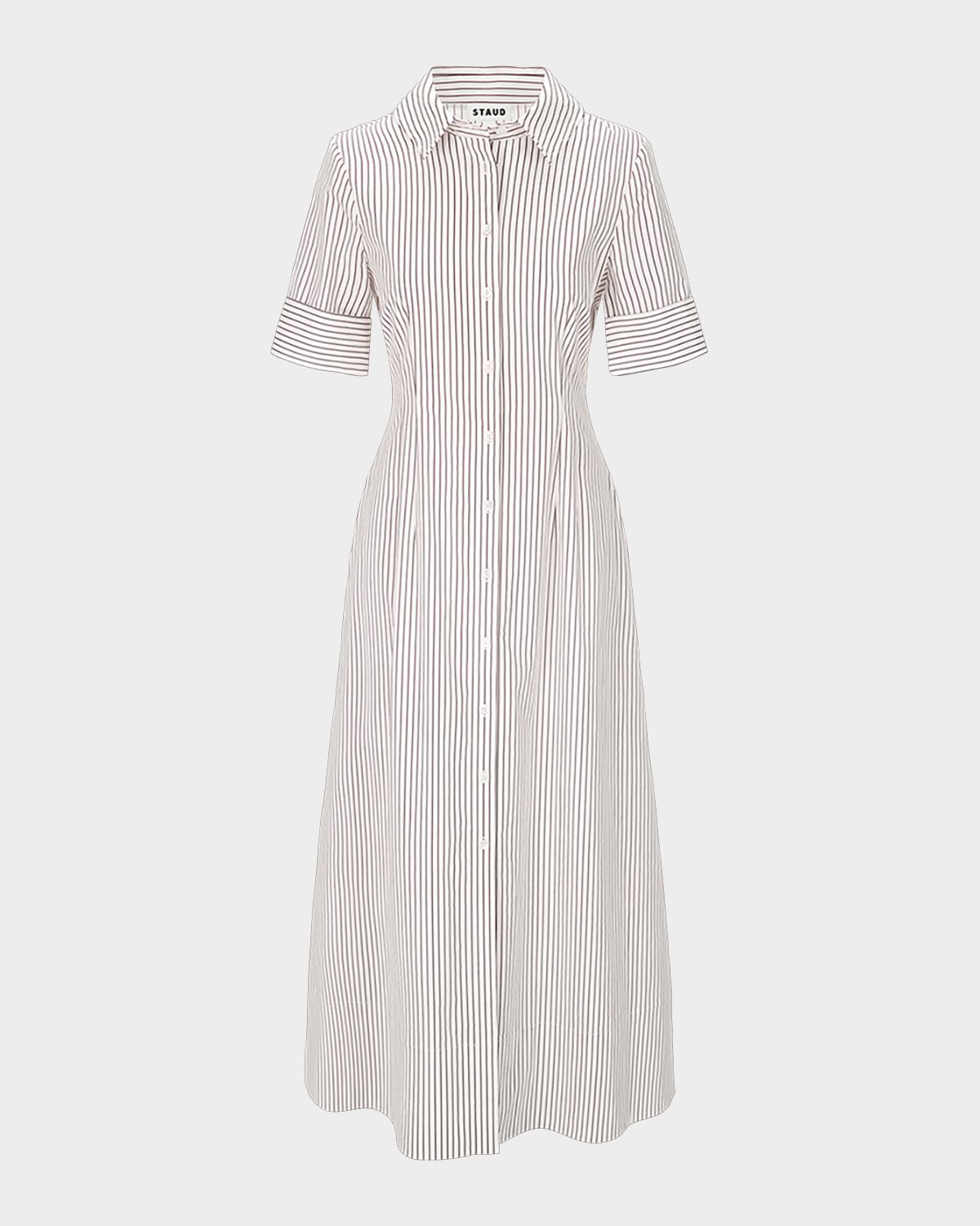 STAUD Joan Striped Midi Shirtdress