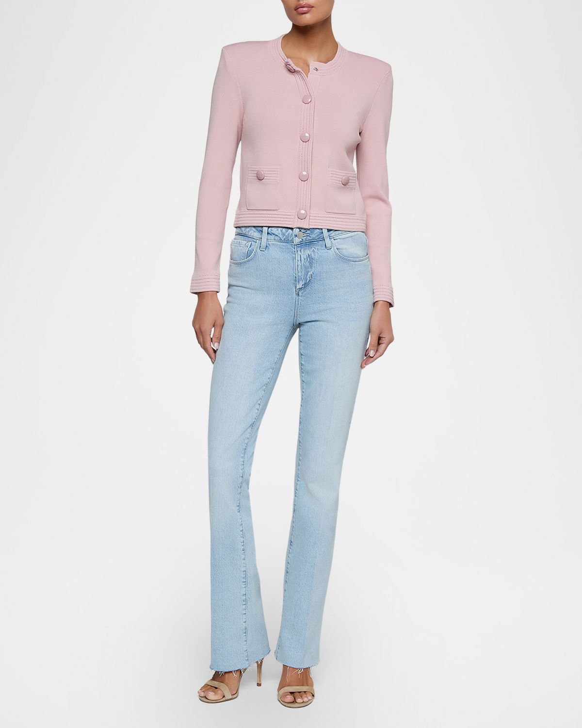 L 'Agence Patsy Cropped Crewneck Cardigan