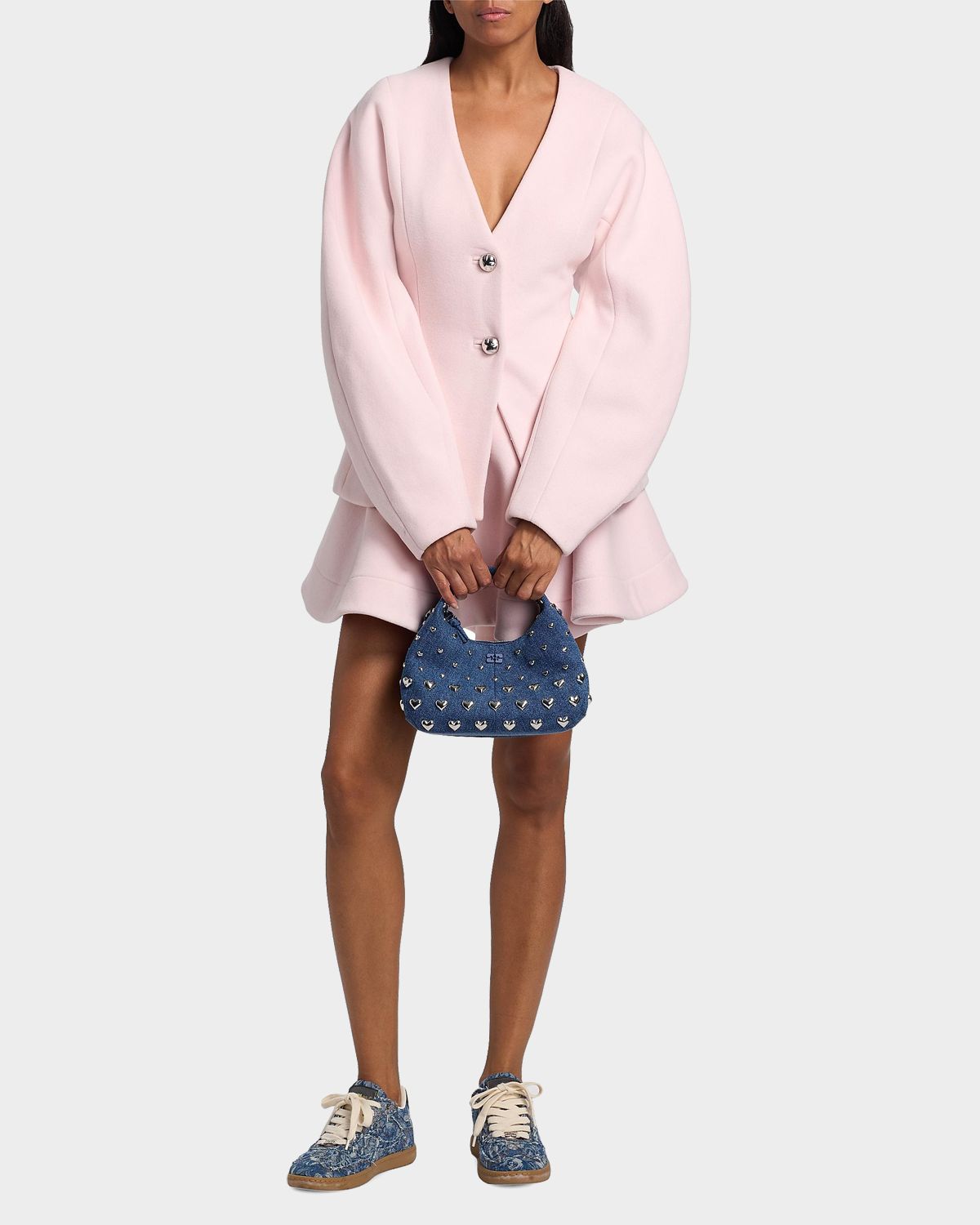 Ganni Sculpted Wool-Blend Peacoat