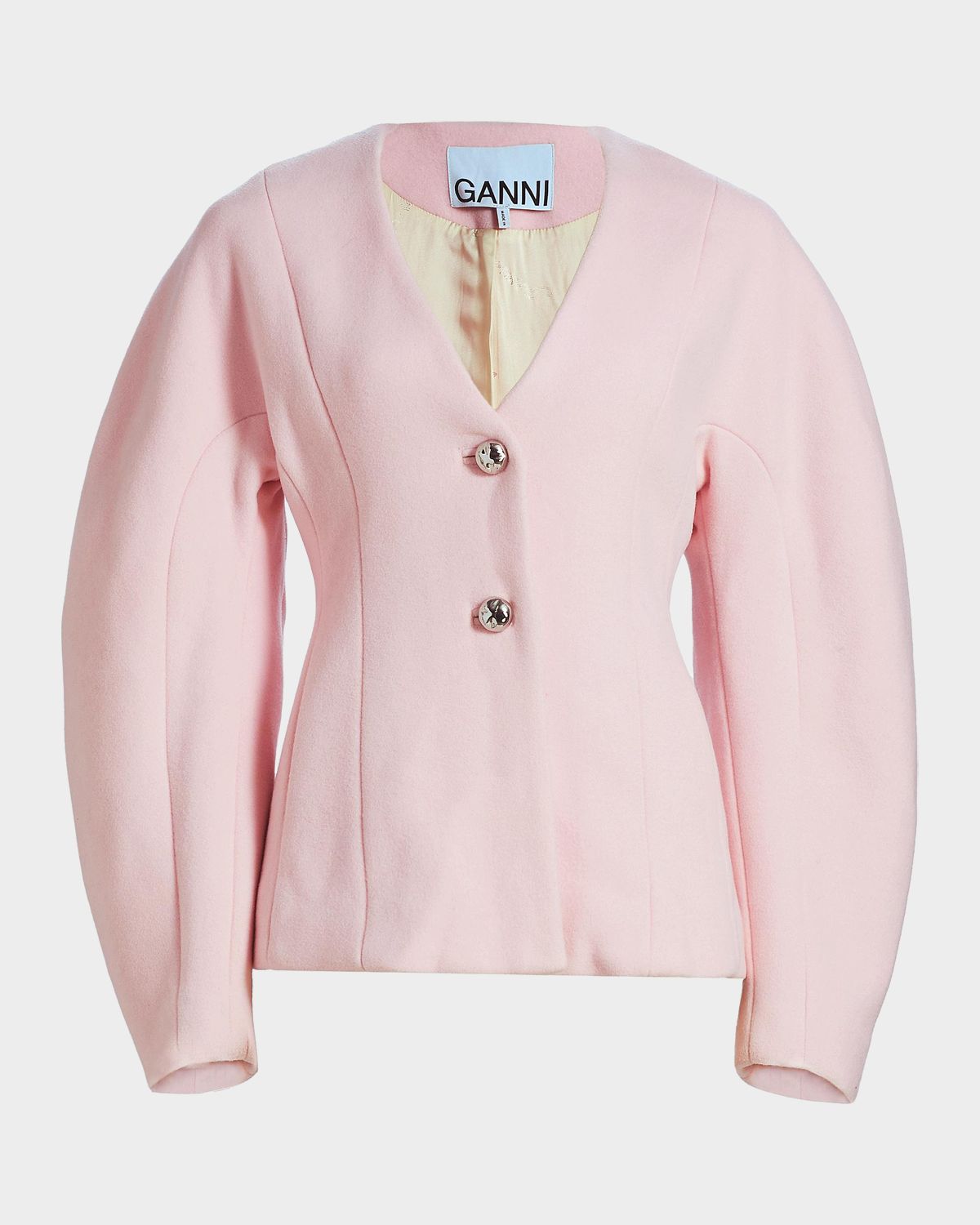 Ganni Sculpted Wool-Blend Peacoat