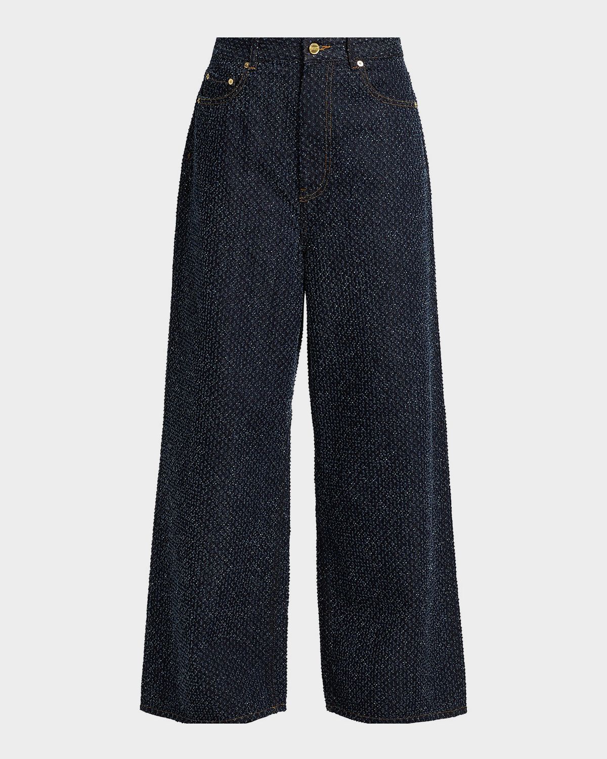 Ganni Baggy Tweed Denim Jeans