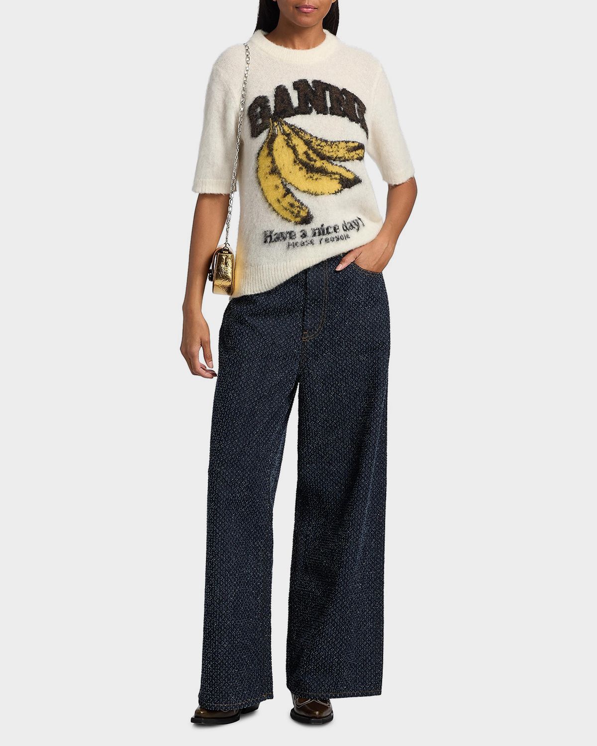 Ganni Brushed Alpaca Graphic Wool Sweater