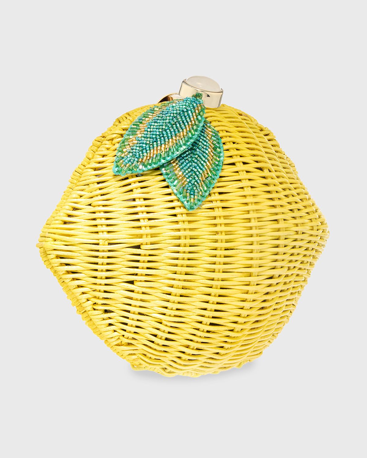 Judith Leiber Couture Lemon Basket-Weave Rattan Clutch Bag | Thumbnail 3