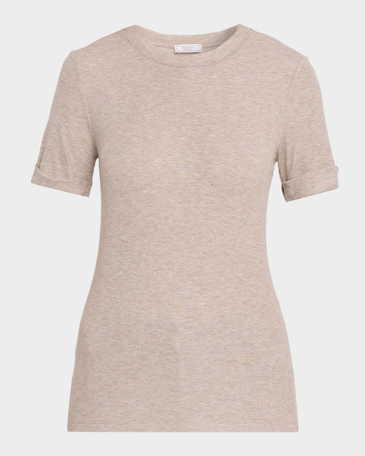 Peserico Micro-Rib Cotton and Lurex T-Shirt