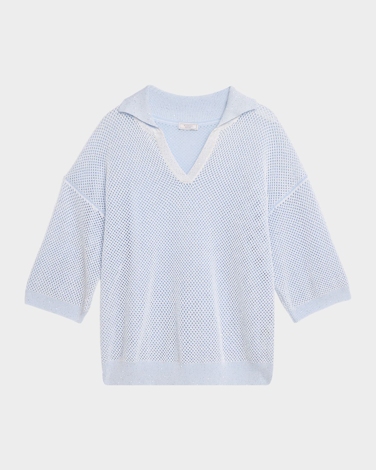 Peserico Sequined Cotton Yarn Polo Shirt