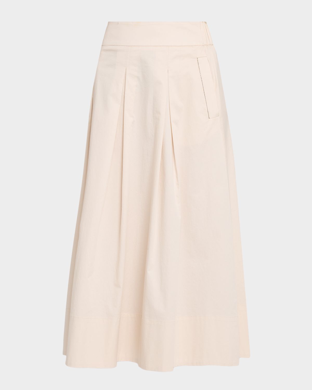 Peserico Pleated Stretch Cotton Sateen Midi Skirt