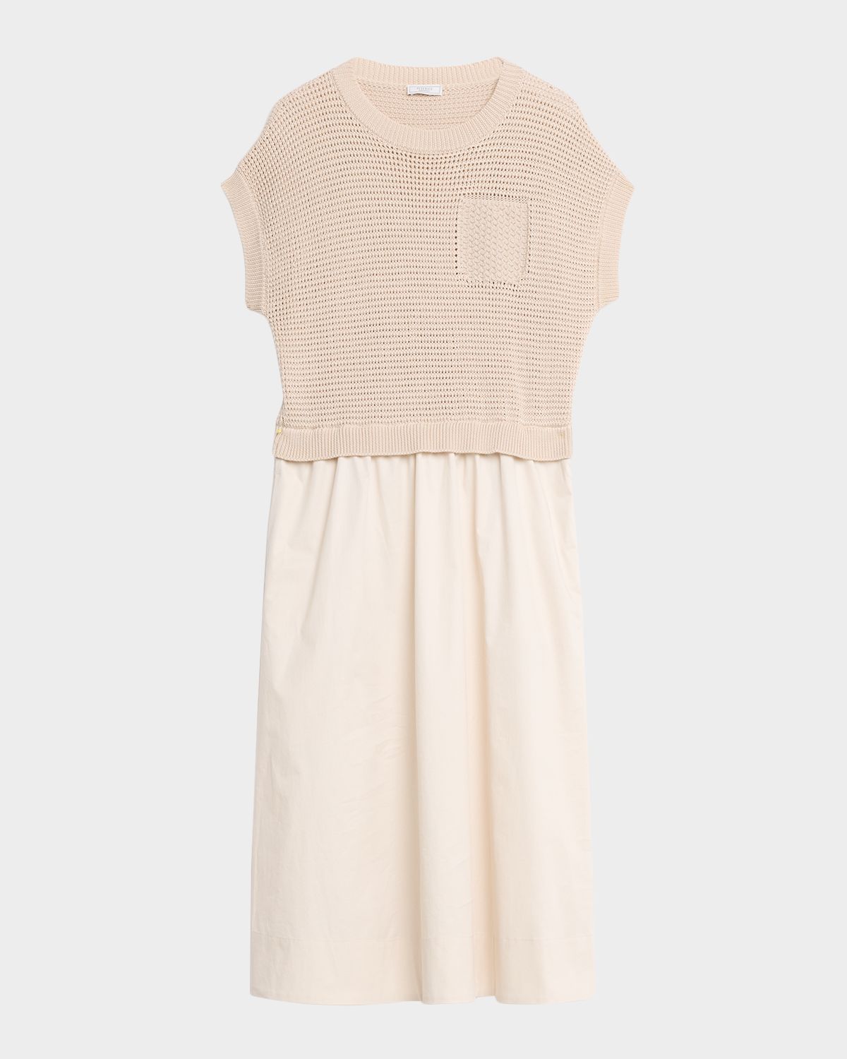 Peserico Mixed Media Cotton Midi Dress