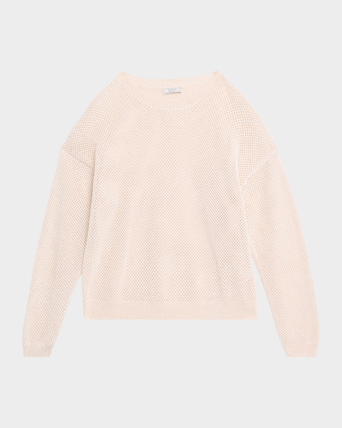 Peserico Openwork Cotton Knit Drop-Shoulder Sweater