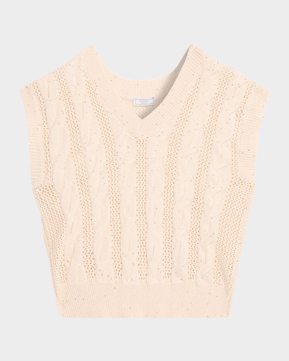 Peserico Sequined Cotton Cordonnet Sweater Vest