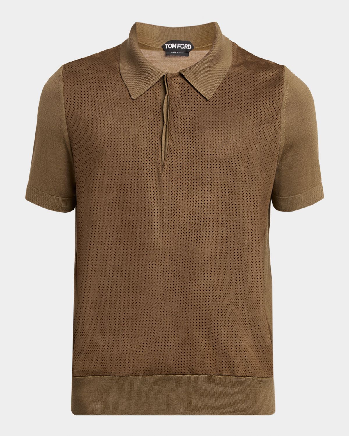 TOM FORD Men 's Perforated Wool Short-Sleeve Shirt | Thumbnail 6 TOM FORD Men 's Perforated Wool Short-Sleeve Shirt | Thumbnail 6