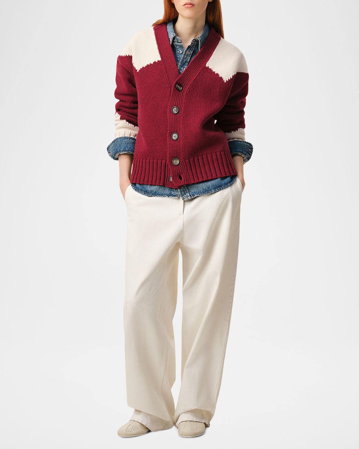 Ami Paris Ami De Coeur V-Neck Cardigan