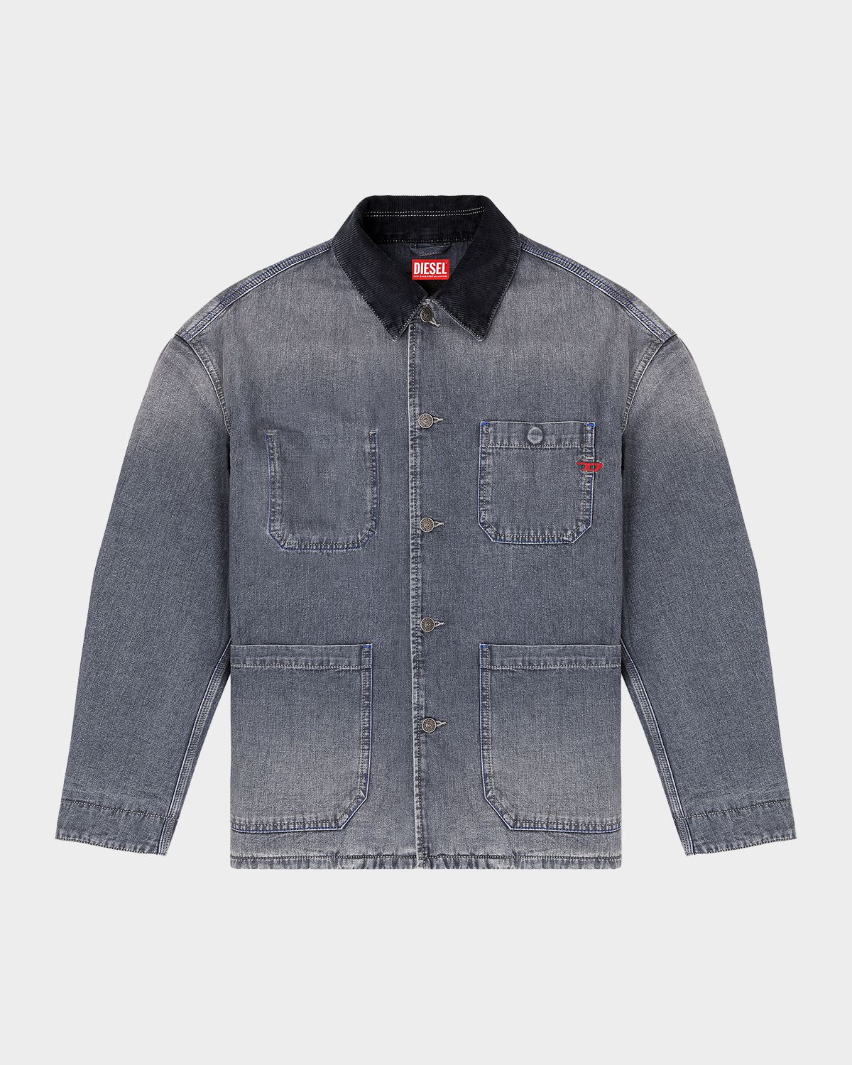 Diesel Men 's D-Stack-U-L Corduroy-Collar Denim Jacket