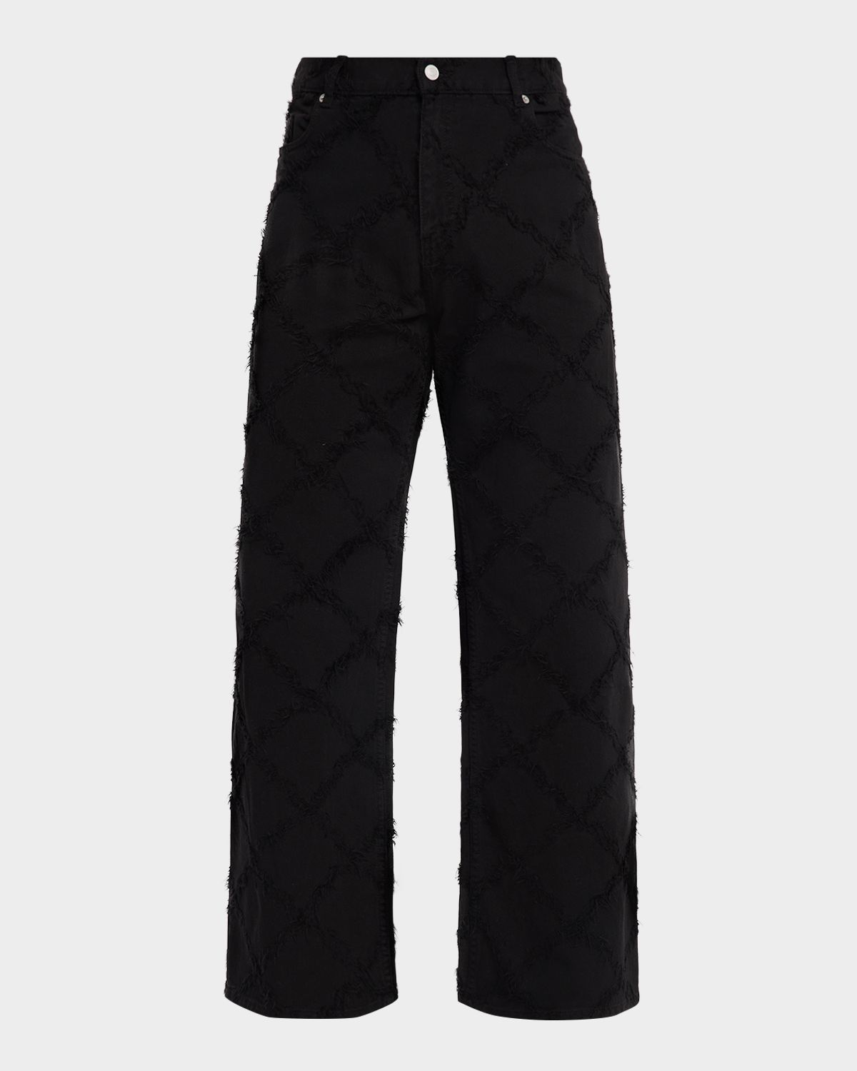EZR Men 's Diamond-Quilted Straight-Leg Denim Pants