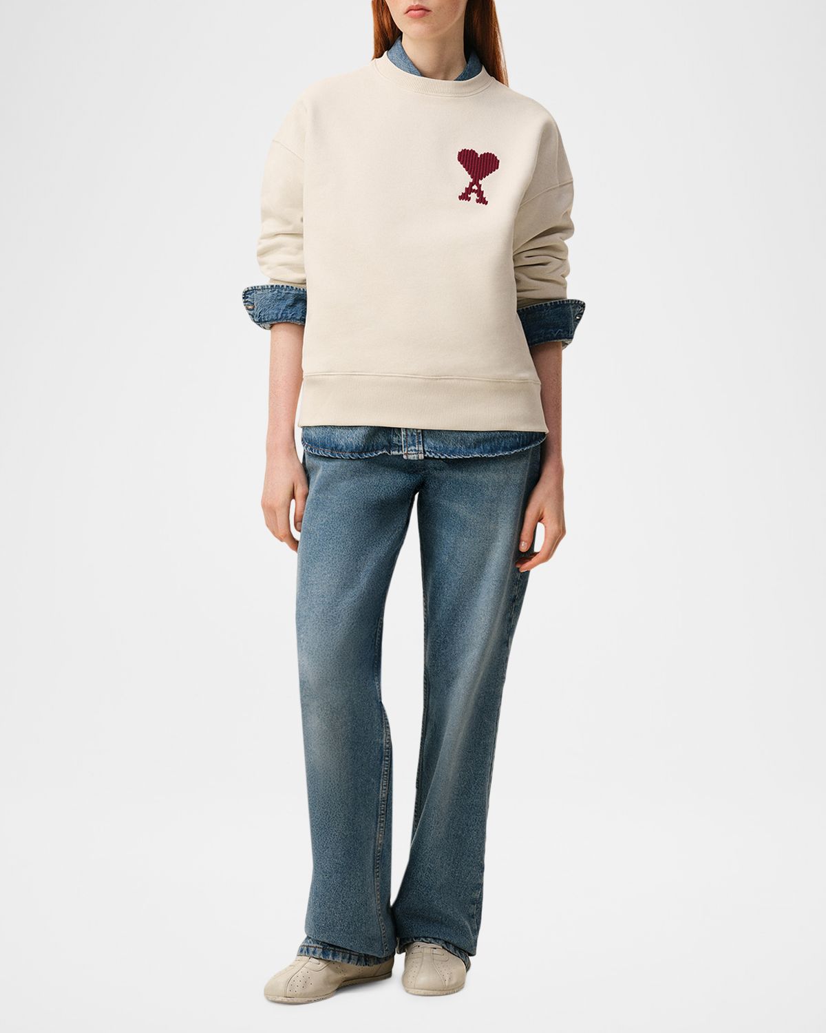 Ami Paris Ami De Coeur Embroidered Crewneck Sweatshirt