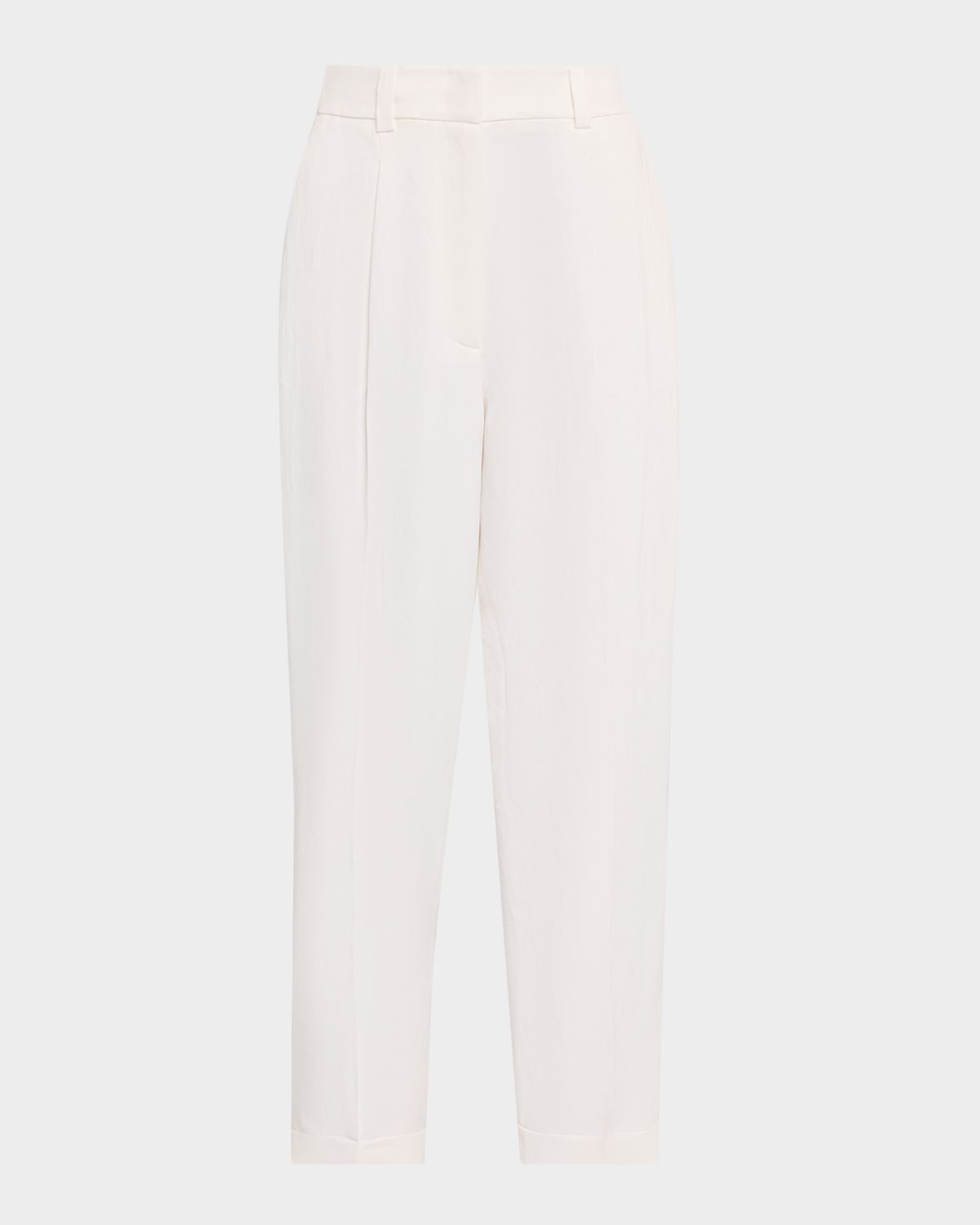 Peserico Linen-Blend Cropped Straight-Leg Pants