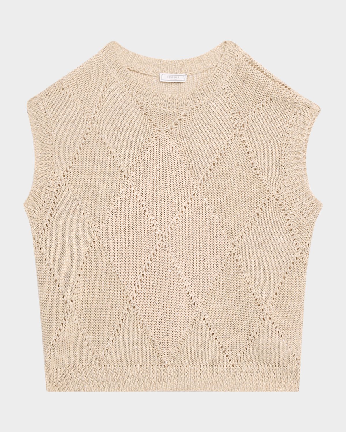 Peserico Linen Cotton Cap-Sleeve Tricot Sweater