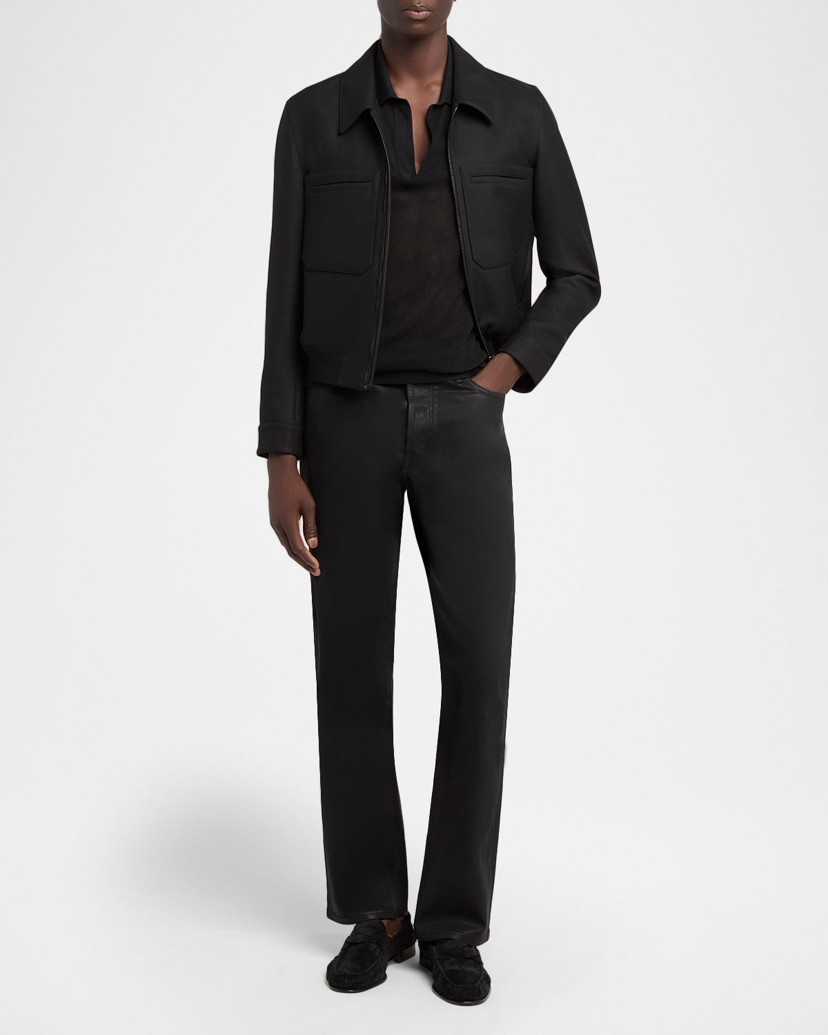 TOM FORD Men 's Cotton Silk Mesh Polo