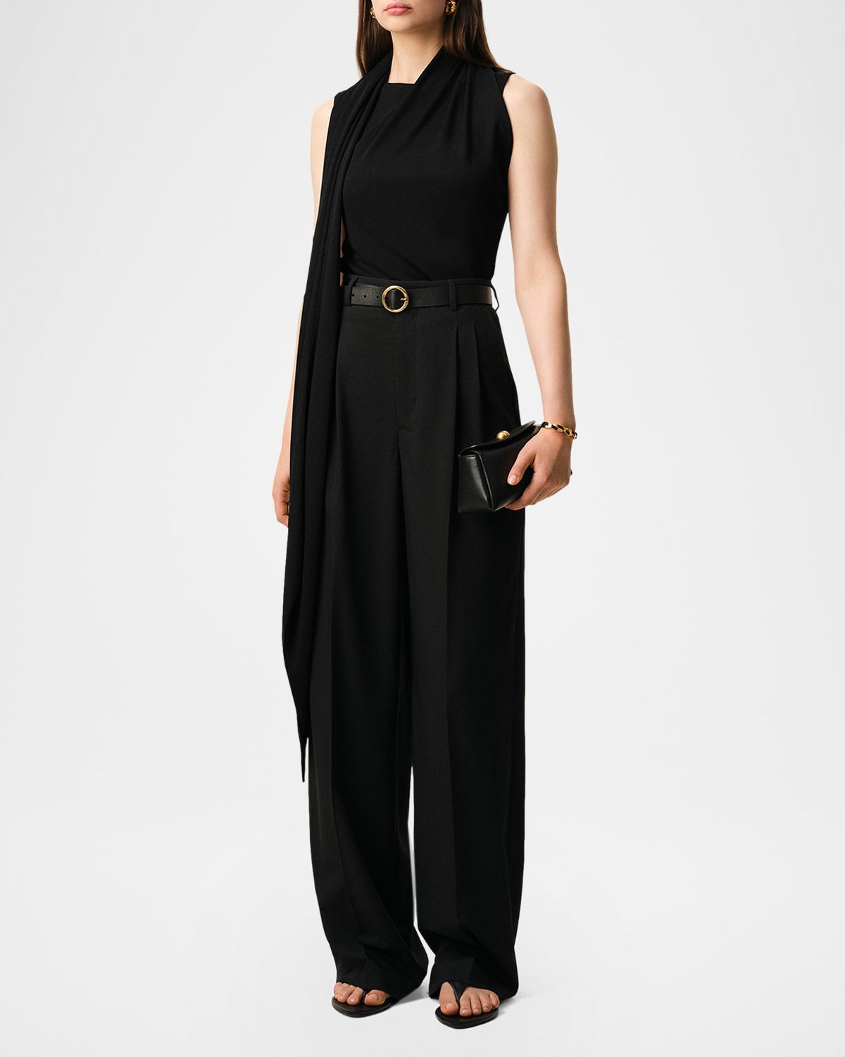 Ami Paris Sleeveless Scarf-Neck Lavaliere Top