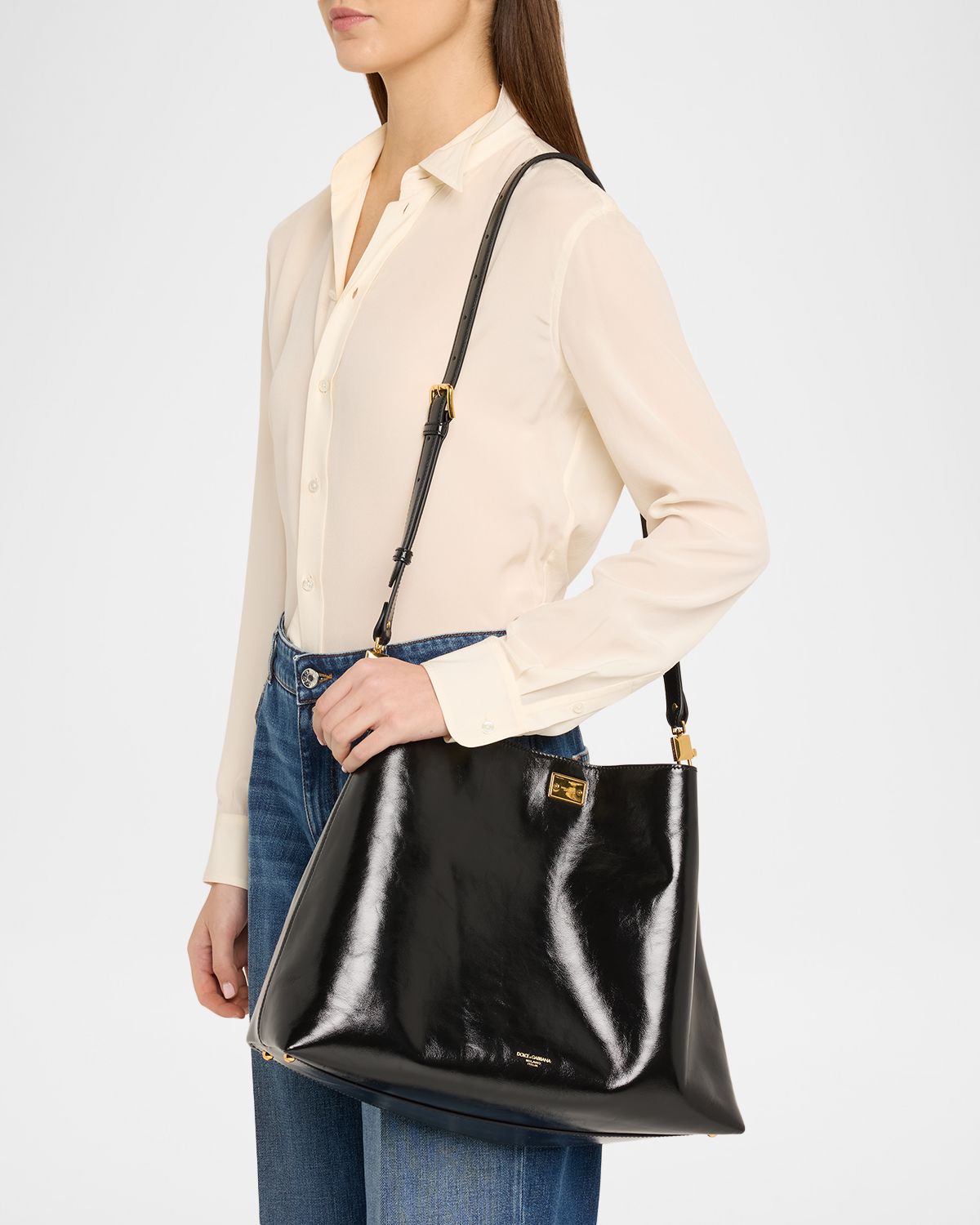 Dolce & Gabbana Vittoria Glossy Leather Crossbody Bag | Thumbnail 11 Dolce & Gabbana Vittoria Glossy Leather Crossbody Bag | Thumbnail 11