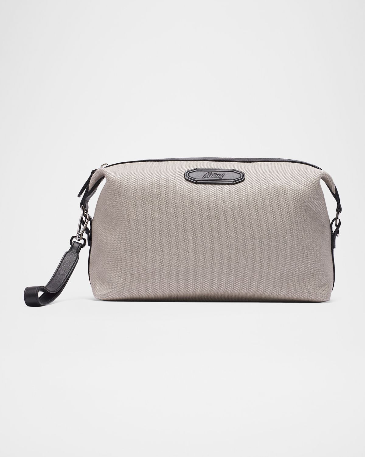 Brioni Men 's Canvas and Leather Via Veneto Zip Pouch