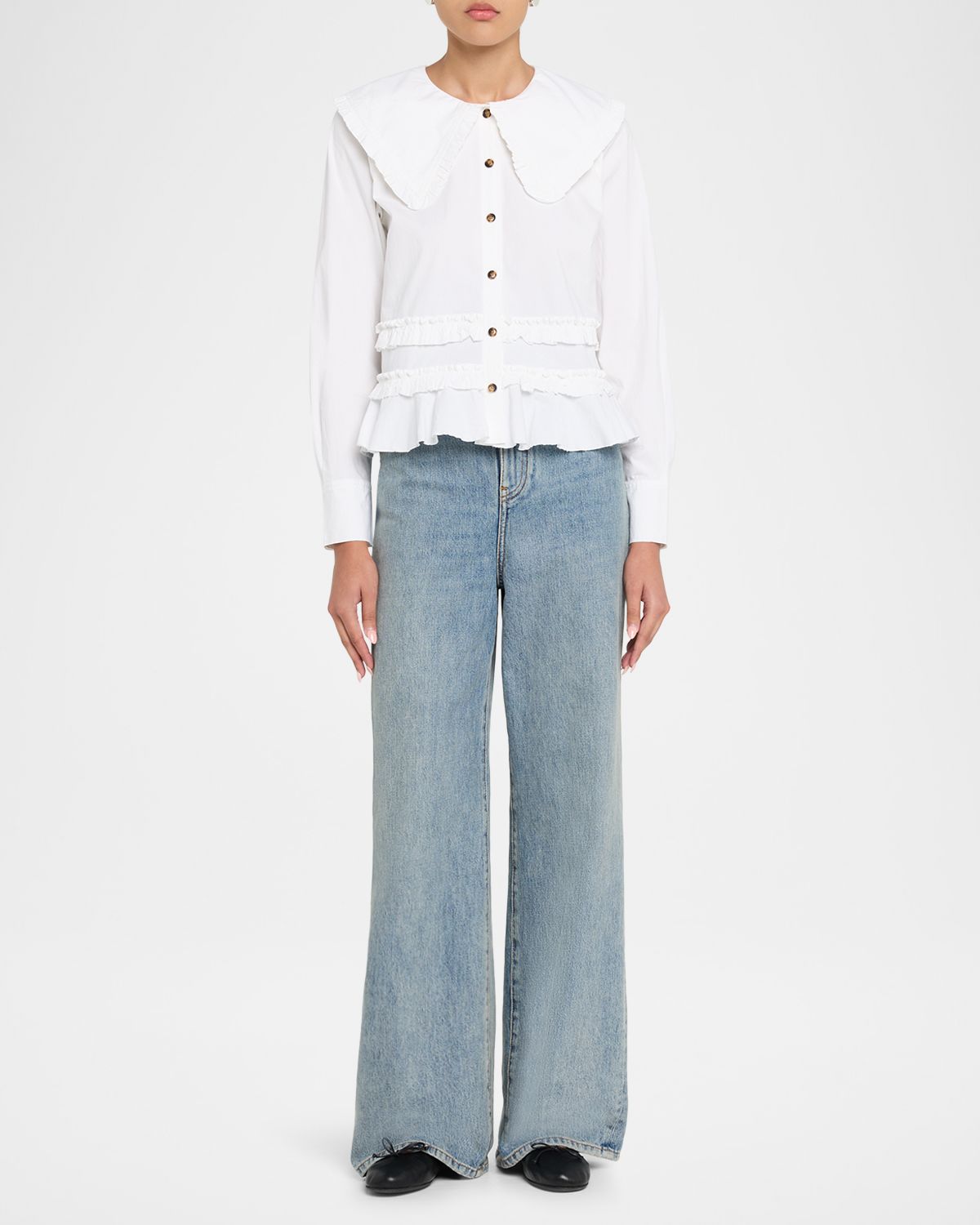 Ganni Stretch-Cotton Sailor Top