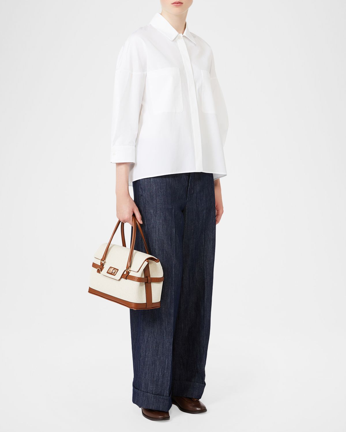 Max Mara 3/4-Sleeve Cotton Shirt