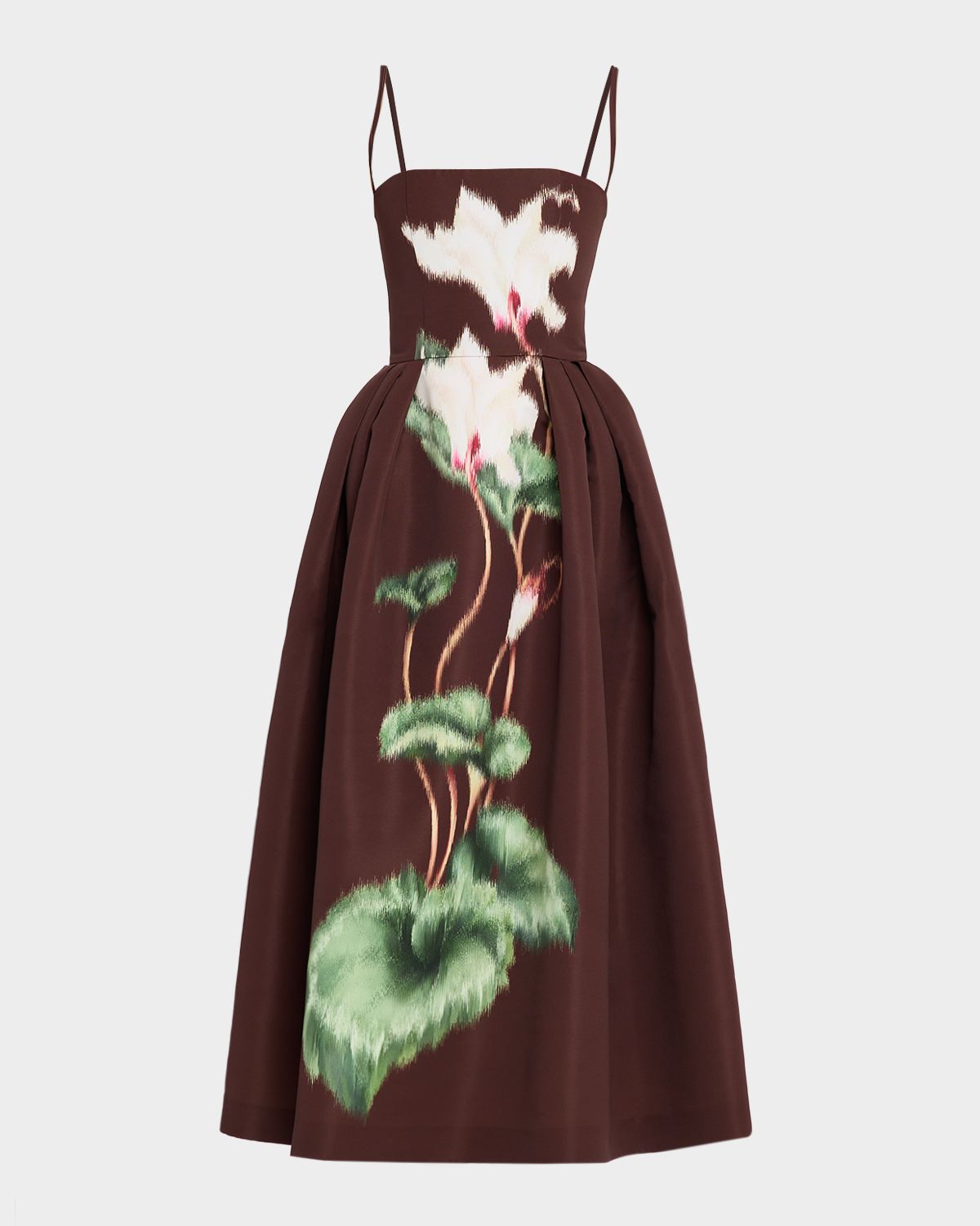 Oscar de la Renta Chine Cyclamen Faille Midi Cocktail Dress