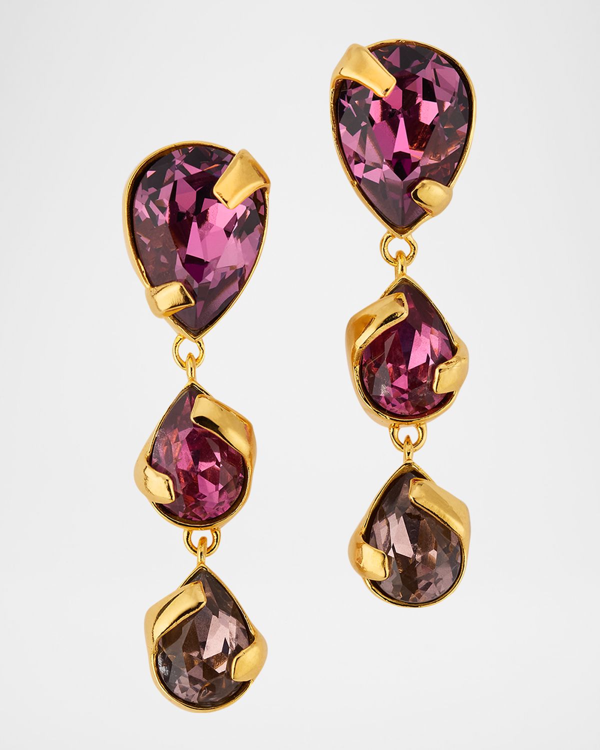 Oscar de la Renta Pear Rhinestone Drop Earrings