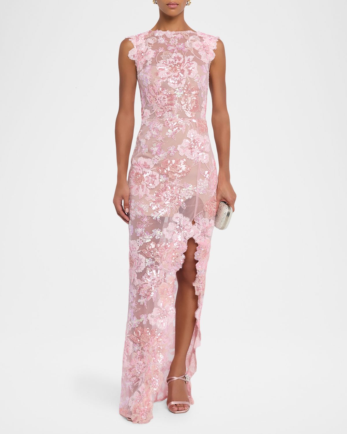 Bronx Banco Ellie Sleeveless Sequin Floral Column Gown | Thumbnail 5 Bronx Banco Ellie Sleeveless Sequin Floral Column Gown | Thumbnail 5