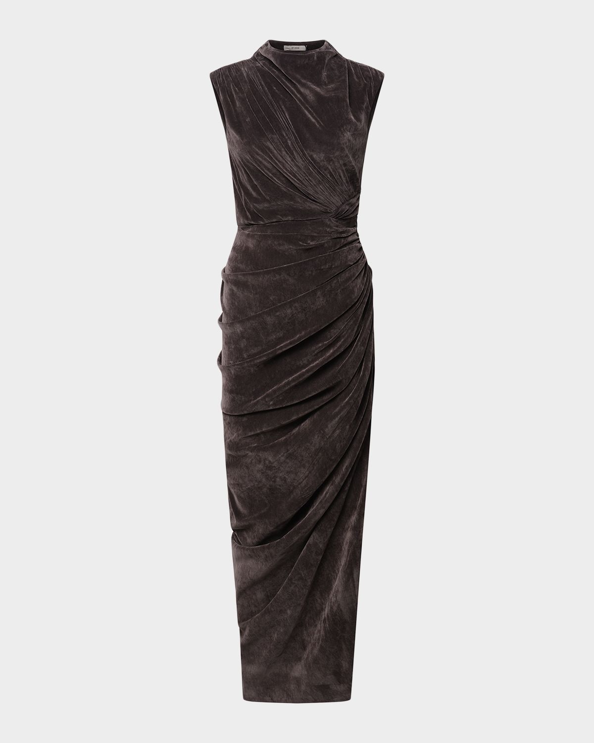 Et Ochs Olympia Draped Bodycon Velvet Midi Dress
