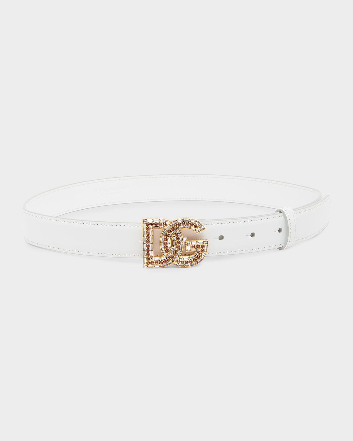 Dolce & Gabbana Rhinestone DG Logo Calfskin Belt