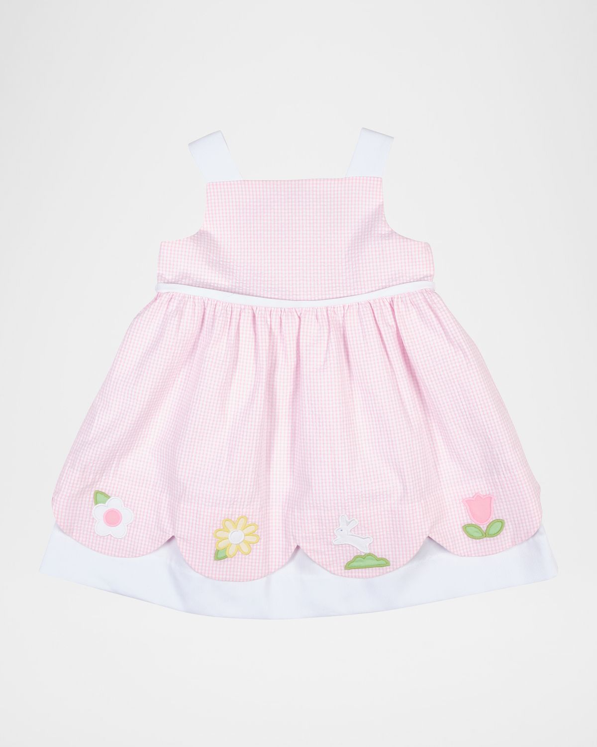 Florence Eiseman Girl 's Flowers & Bunny Seersucker Check Dress, Size 6M-