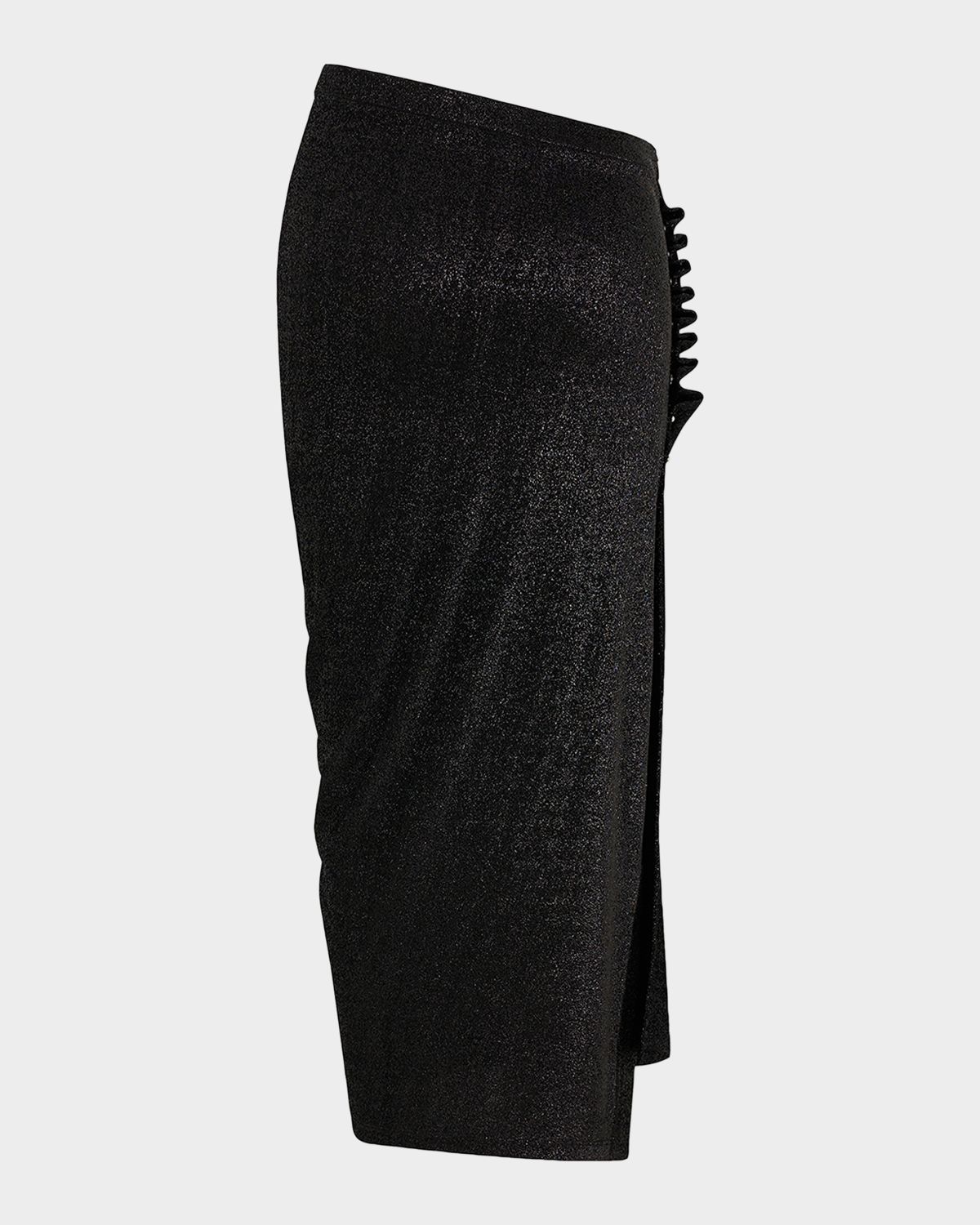 Rabanne Metallic Jersey Ruched Midi Skirt