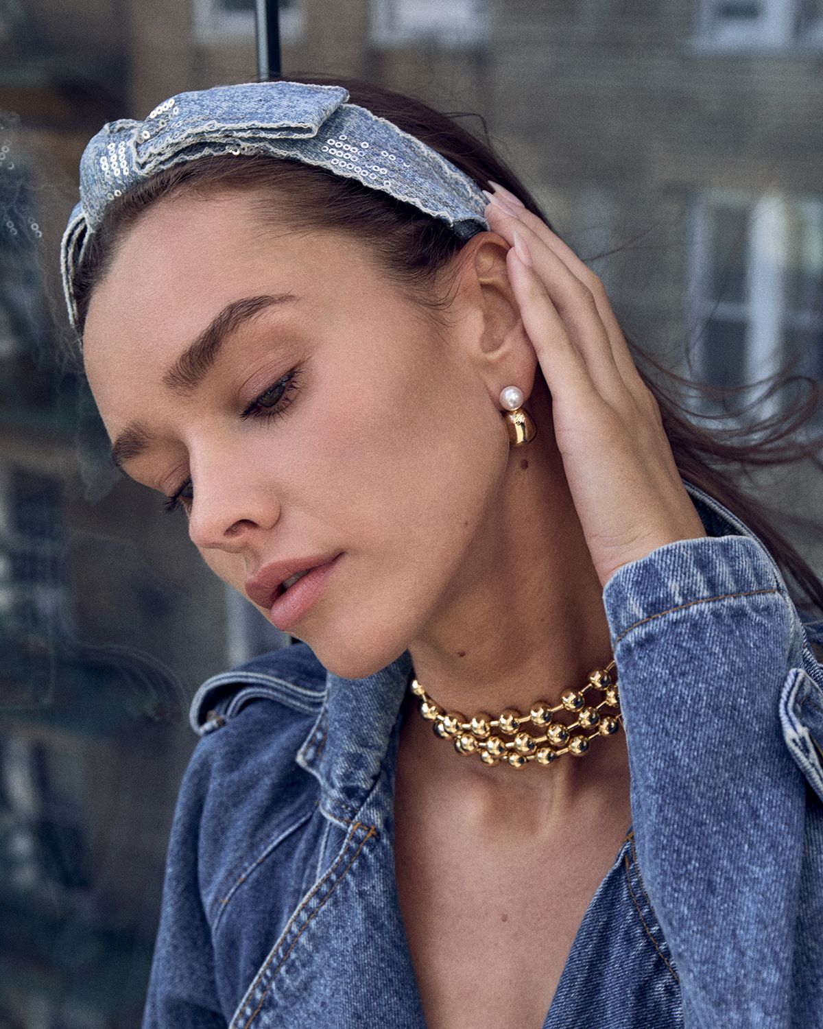 Lele Sadoughi Diana Triple Row Necklace, Gold