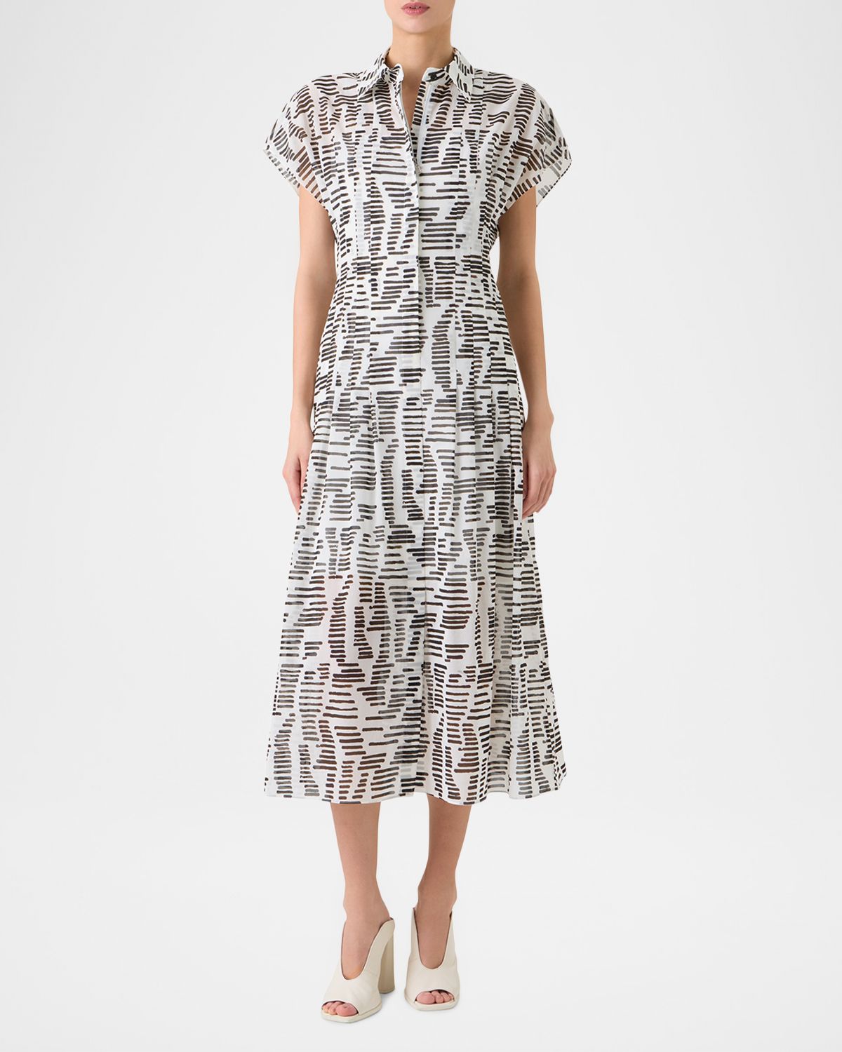 Akris Pleated Abstract-Print Cotton Voile Midi Dress | Thumbnail 5