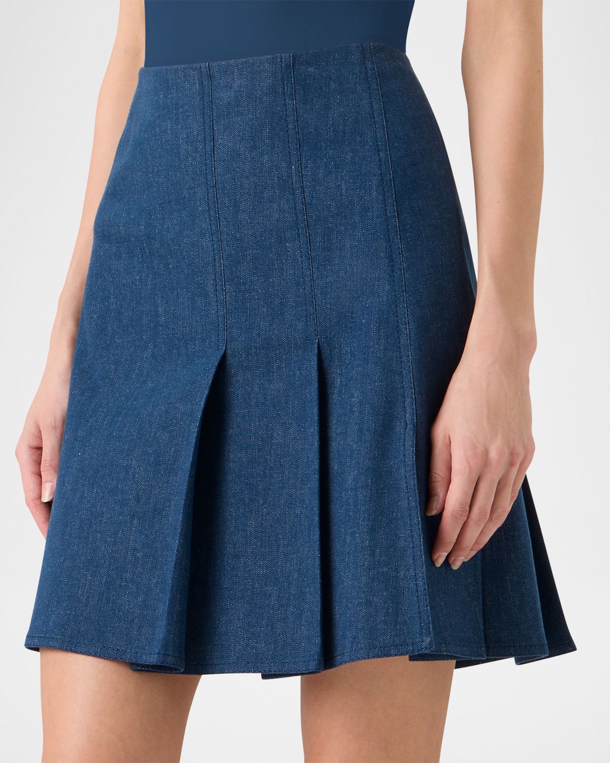 Akris Half-Pleated Stretch Denim Skirt | Thumbnail 4 Akris Half-Pleated Stretch Denim Skirt | Thumbnail 4