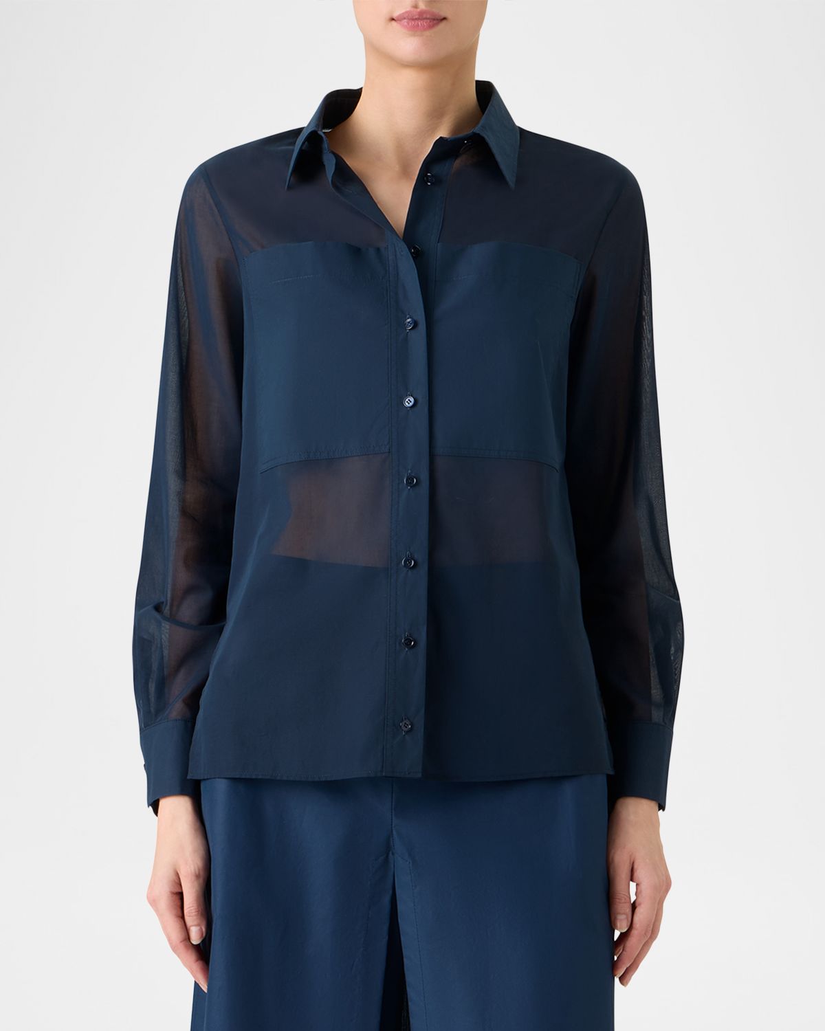 Akris Cotton Voile Button-Down Tunic Blouse | Thumbnail 4 Akris Cotton Voile Button-Down Tunic Blouse | Thumbnail 4