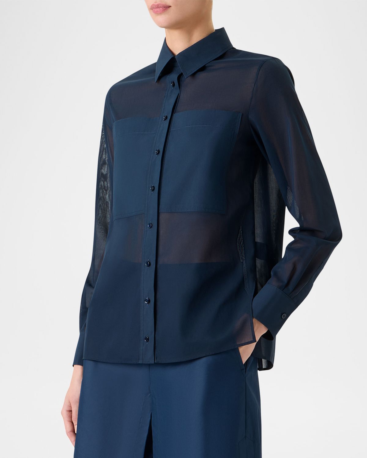 Akris Cotton Voile Button-Down Tunic Blouse | Thumbnail 6 Akris Cotton Voile Button-Down Tunic Blouse | Thumbnail 6