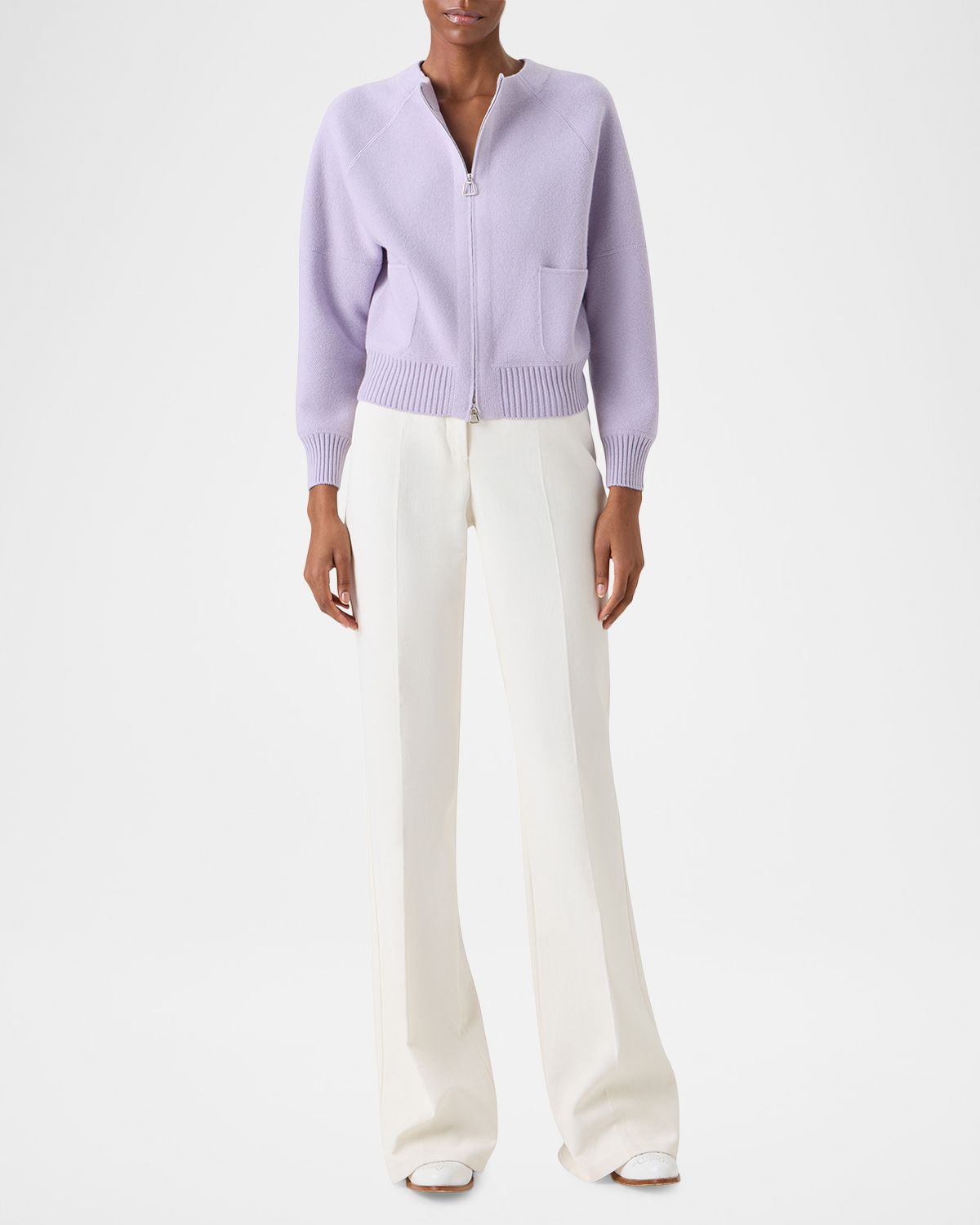 Akris Cashmere Pique Zipped Cardigan