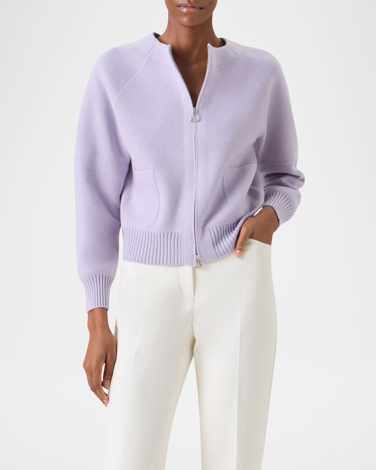 Akris Cashmere Pique Zipped Cardigan | Thumbnail 4 Akris Cashmere Pique Zipped Cardigan | Thumbnail 4