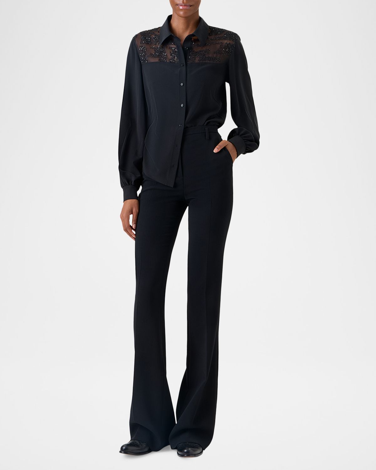 Akris Sequin Embellished Silk Crepe Blouse | Thumbnail 6 Akris Sequin Embellished Silk Crepe Blouse | Thumbnail 6