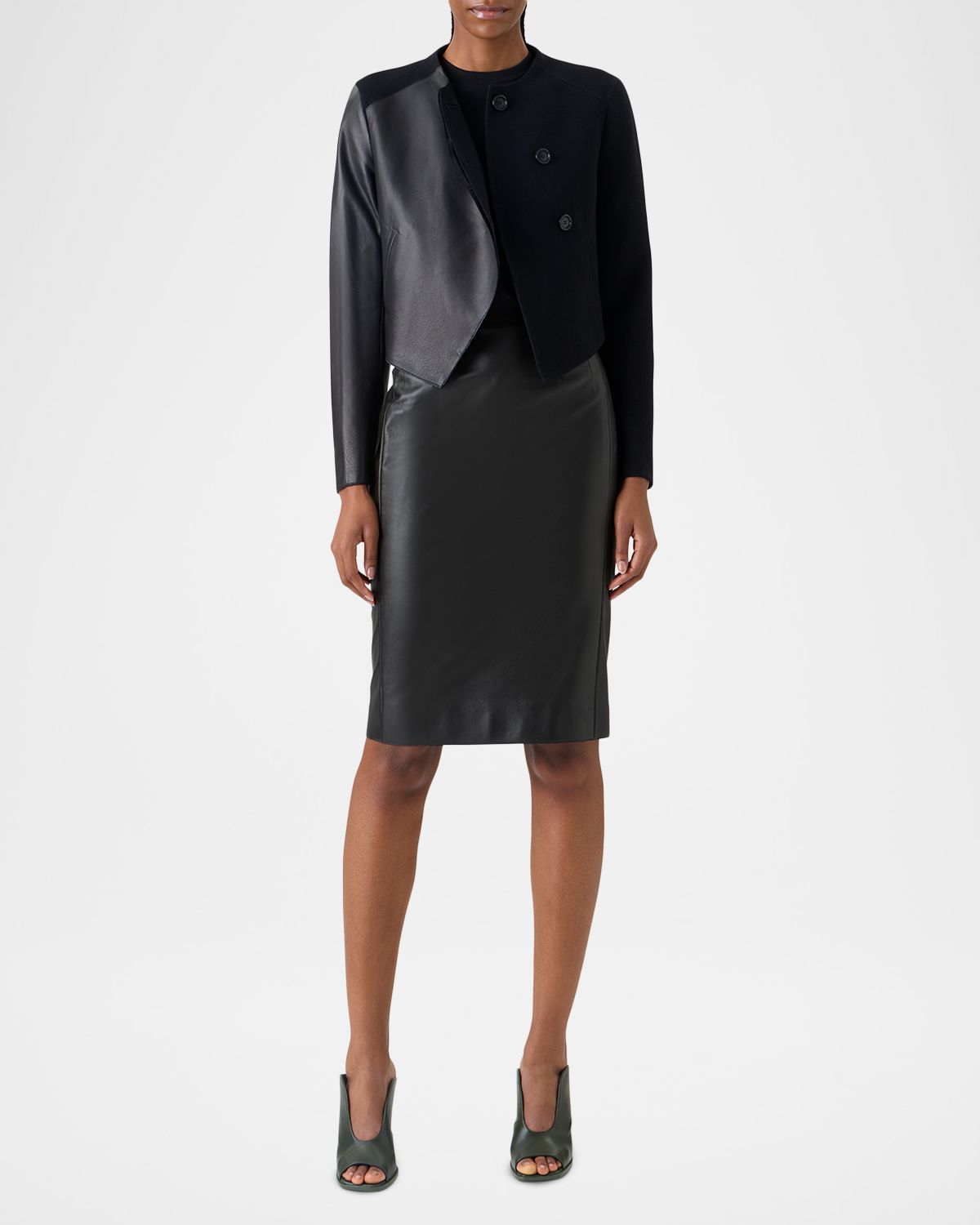 Akris Hynora Wool and Leather Asymmetric Jacket | Thumbnail 6